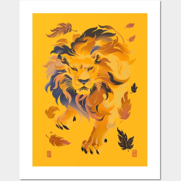 Traditional Golden Lion Wall Art by ArtisanEcho
